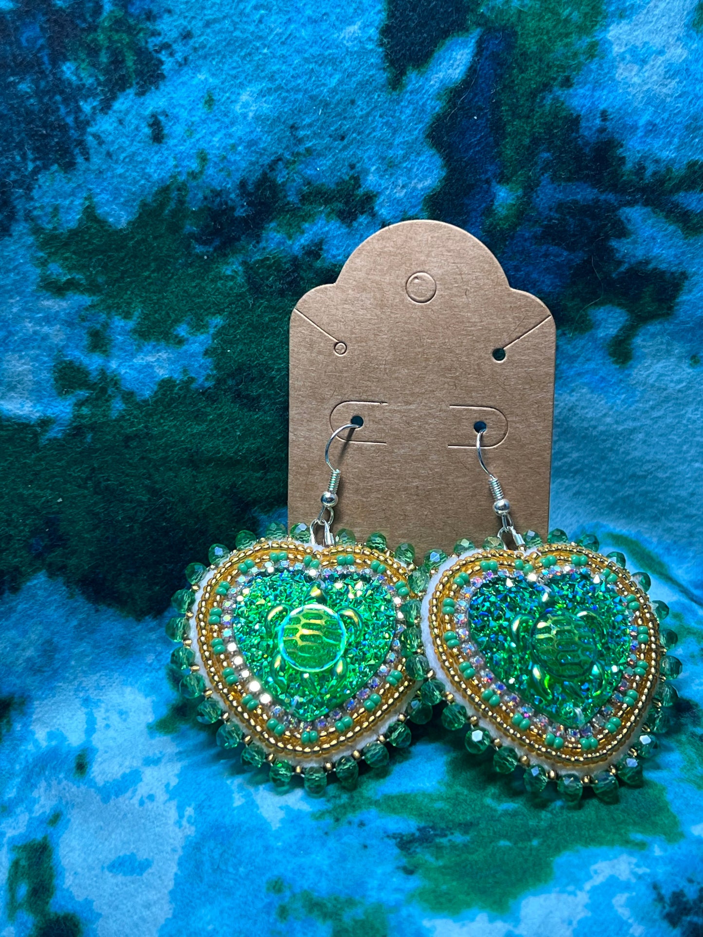 Turtle Resin earrings-Green